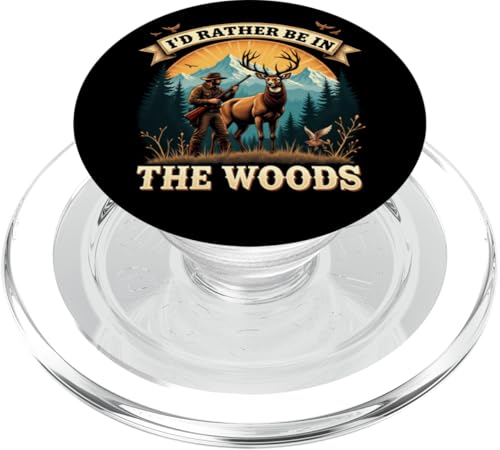 Retro-Deer Buck — Ich wäre lieber im Wald — Deer Huntsman PopSockets PopGrip für MagSafe von Proud American Outdoor, Fishing & Hunting Gifts