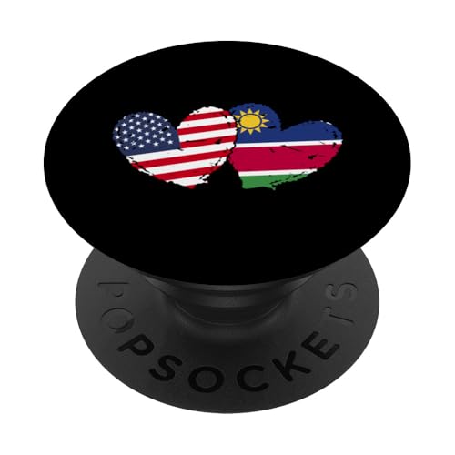 Amerika Namibia Herz Flaggen Amerikanische Namibische Wurzeln PopSockets Klebender PopGrip von Proud Namibian Flag Design Kalahari Safari Namibia