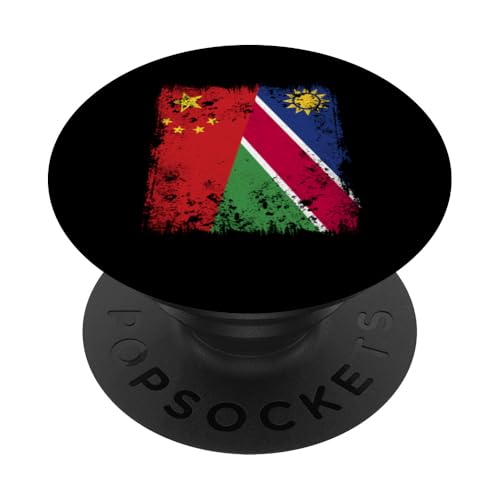 China Namibia Halbflagge Chinesische Namibia-Flagge PopSockets Klebender PopGrip von Proud Namibian Flag Design Kalahari Safari Namibia