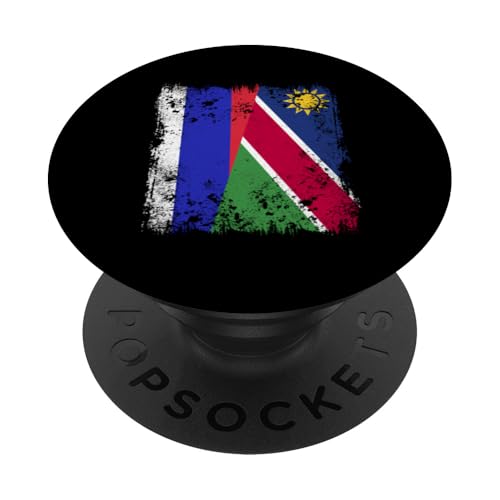 Russland Namibia Halbflagge Russische Namibische Flagge PopSockets Klebender PopGrip von Proud Namibian Flag Design Kalahari Safari Namibia