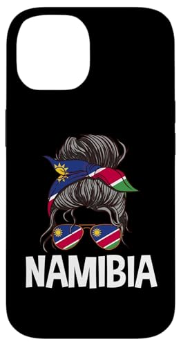 Unordentlicher Haarknoten mit Namibia-Flagge, stolze namibische Damen und Mädchen Hülle für iPhone 14 von Proud Namibian Flag Design Kalahari Safari Namibia