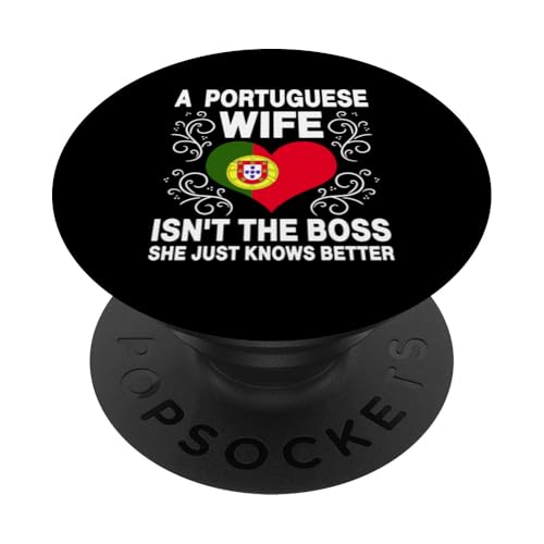 Lustiger portugiesischer Ehefrau Spruch Humor Portugal Frauen PopSockets Klebender PopGrip von Proud Portuguese Roots Portugal Flag Designs