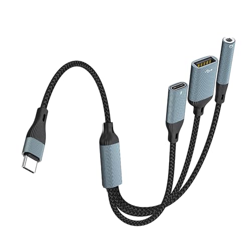 Psdndeww USB Typ C 3in1 Hubs Kabel 3 5 Mm Sound PD60W Schnelllade OTGs Datenverbindungskabel Für Laptops Und Tablets von Psdndeww