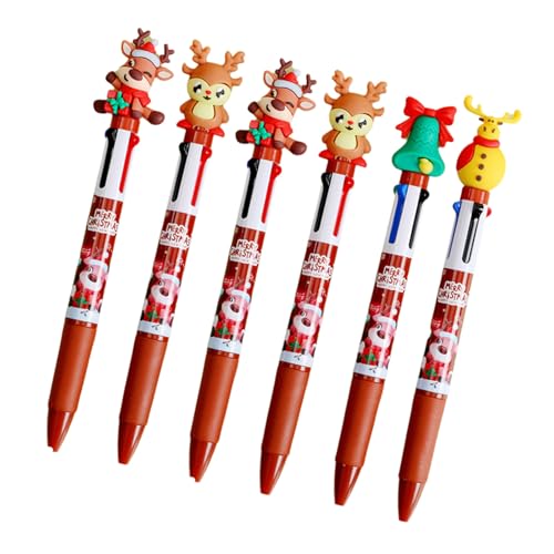 Shuttle-Stift, 4 Farben, 0,5 mm, Weihnachts-Kugelschreiber, mehrfarbig, Cartoon-Stift, Schule, Bürobedarf, 6 Stück von Psdndeww