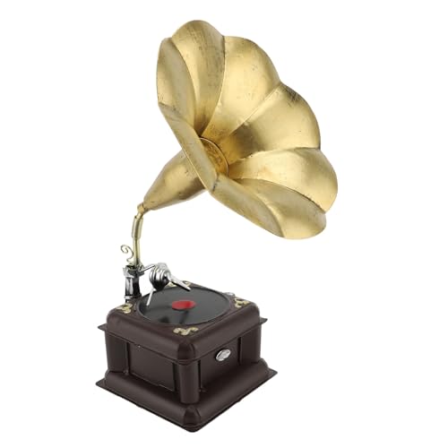 Vintage-Phonograph-Modell, Eisenerosion, Retro-Phonograph-Grammophon-Ornament für Fotografie-Requisite (Bronze) von Pssopp