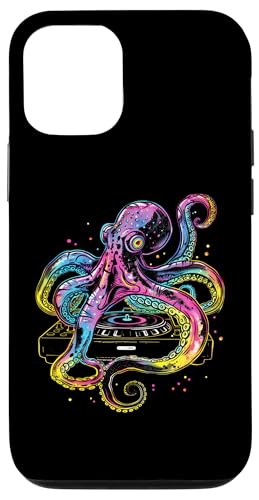 Hülle für iPhone 14 Pro Lustige Octopus DJ-Kopfhörer aus buntem Vinyl von Psychedelic art Colors Rave outfit