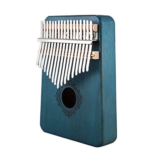 Ptdfjspt 17 Tasten Kalimba African Thumb Finger Piano Mahagoni Musik Instrument für Kinder Erwachsene AnfäNger, Blau von Ptdfjspt