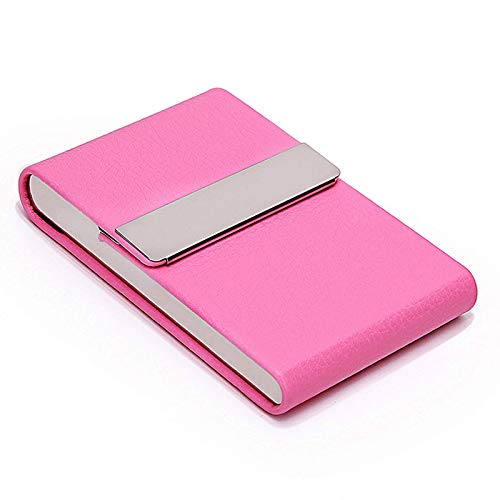 Ptdfjspt PU Visiten Karten Etui für Damen Herren Visiten Karten Etui Slim Professional Visiten Karten Etui mit Magnet Verschluss, Rosa von Ptdfjspt