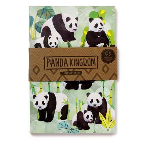 Puckator Notizbuch, A5, liniert, aus Recyclingpapier, Panda, Animal Kingdom von Puckator