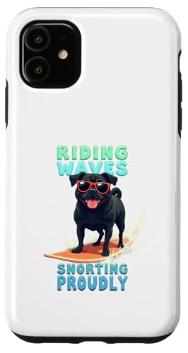 Cooler Mops Surfen Hund Hülle für iPhone 11 von Pug Fun Designs