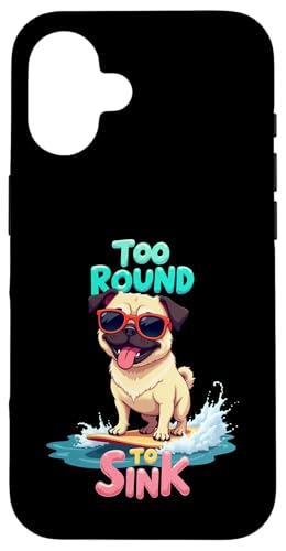 Cooler Mops Surfen Hund Hülle für iPhone 16 von Pug Fun Designs