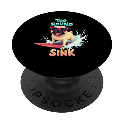 Cooler Mops Surfen Hund PopSockets Klebender PopGrip von Pug Fun Designs