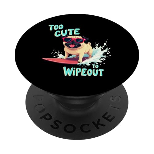 Cooler Mops Surfen Hund PopSockets Klebender PopGrip von Pug Fun Designs