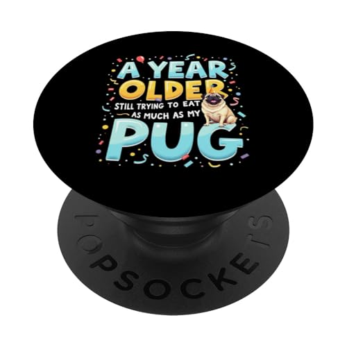 Lustiges Geburtstagsgeschenk Mops Hund PopSockets Klebender PopGrip von Pug Fun Designs