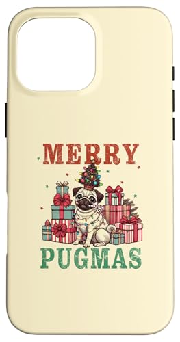 Hülle für iPhone 16 Pro Max Merry Pugmas Weihnachtsbeleuchtung Hundeliebhaber von Pugmas Dog Christmas