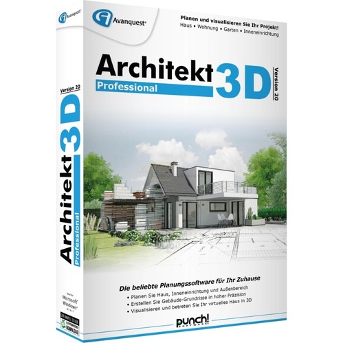 Architekt 3D 20 Professional Vollversion MiniBox   1 PC  (Code in a Box) von Punch! Software