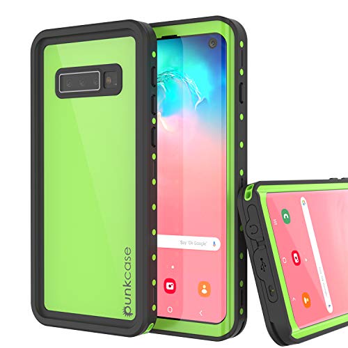 PunkCase S10 wasserdichte Hülle [StudStar Serie] [Slim Fit] [IP68 zertifiziert] [Stoßfest] [Schmutzdicht] [Schneefest] Armor Cover kompatibel mit Samsung Galaxy S10 [Hellgrün] von PunkCase