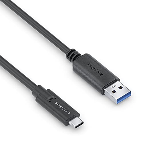 PureLink USB-C auf USB-A Kabel, USB 3.1 Gen 1 mit 5 GB/s Datenübertragung, schwarz, 0,50m von PureLink