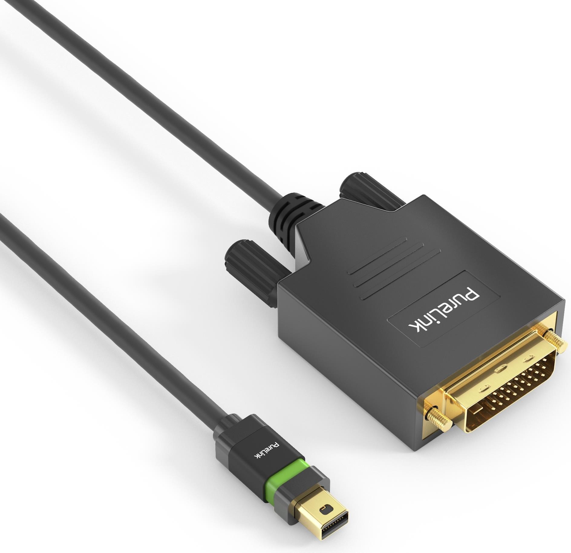 PureLink Ultimate Series ULS2100 - Adapterkabel - Single Link - Mini DisplayPort (M) Verriegelung zu DVI-D (M) schraubbar - DisplayPort 1.2 - 1 m - rund, 2K Unterst�tzung - Schwarz von PureLink