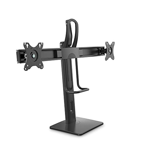 PureMounts® Monitor-Halterung für Zwei Bildschirme, 2X VESA 75x75 bis VESA 100x100 Monitor-Aufnahme, stufenlos Höhenverstellbar, neigbar, schwenkbar, drehbar, schwarz von PureMounts