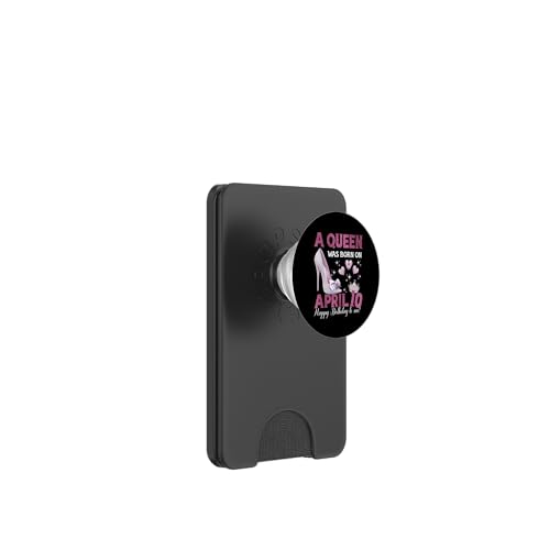 Eine Königin wurde am 10. April geboren. Girlie Birthday Queen PopSockets PopWallet für MagSafe von Purple April Birthday Queen Designs