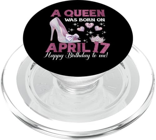 Eine Königin wurde am 17. April geboren Girlie Birthday Queen PopSockets PopGrip für MagSafe von Purple April Birthday Queen Designs