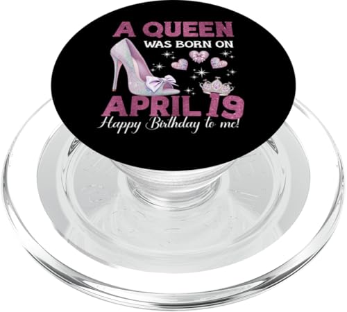 Eine Königin wurde am 19. April geboren. Girlie Birthday Queen PopSockets PopGrip für MagSafe von Purple April Birthday Queen Designs