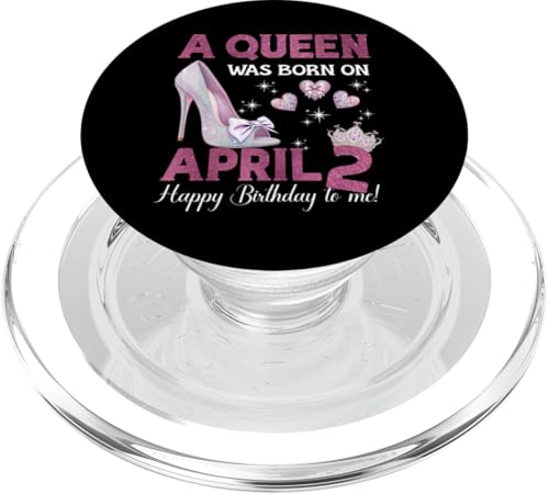 Eine Königin wurde am 2. April geboren. Girlie Birthday Queen PopSockets PopGrip für MagSafe von Purple April Birthday Queen Designs