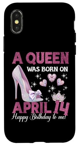 Hülle für iPhone X/XS Eine Königin wurde am 14. April geboren Girlie Birthday Queen von Purple April Birthday Queen Designs