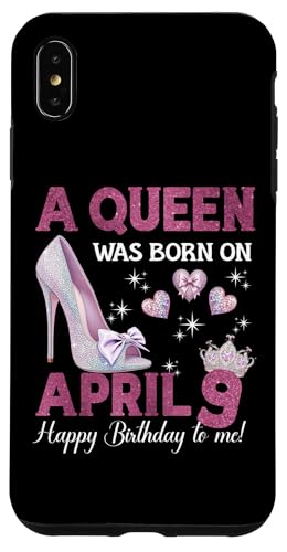 Hülle für iPhone XS Max Eine Königin wurde am 9. April geboren Girlie Birthday Queen von Purple April Birthday Queen Designs