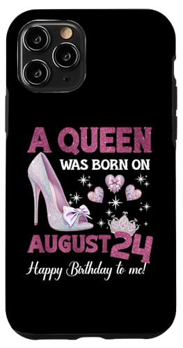 Hülle für iPhone 11 Pro Eine Königin wurde am 24. August geboren Girlie Birthday Queen von Purple August Birthday Queen Designs