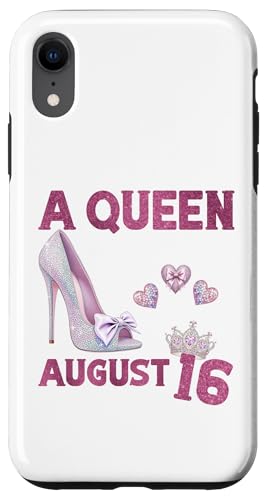 Hülle für iPhone XR Eine Königin wurde am 16. August geboren Girlie Birthday Queen von Purple August Birthday Queen Designs