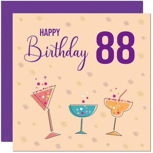 Geburtstagskarte zum 88. Geburtstag für Frauen – Cocktails – jedes Alter Damen Geburtstagskarte für 88 Jahre alt 88 Jahre alt 88 Jahre alt von Purple Fox