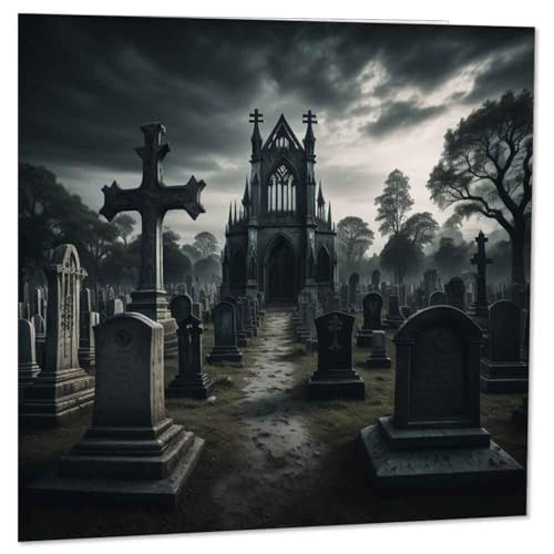 Gotische Grußkarte – Friedhof Grabstein Gothic Geburtstagskarte 145 x 145 mm von Purple Fox