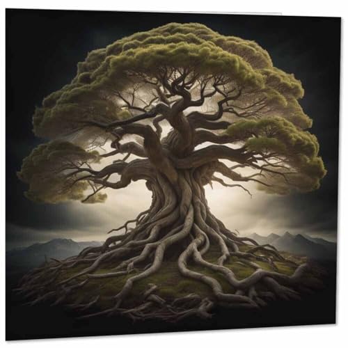 Yggdrasil Grußkarte, Baum des Lebens, schöne Naturkarte, 145 mm x 145 mm von Purple Fox