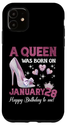 Hülle für iPhone 11 A Queen Was Born On Januar 28 Girlie Birthday Queen von Purple January Birthday Queen Designs