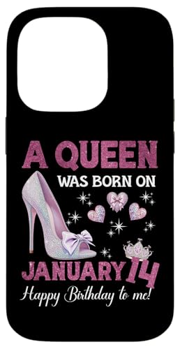 Hülle für iPhone 14 Pro A Queen Was Born On Januar 14 Girlie Birthday Queen von Purple January Birthday Queen Designs