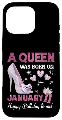 Hülle für iPhone 16 Pro A Queen Was Born On Januar 11 Girlie Birthday Queen von Purple January Birthday Queen Designs