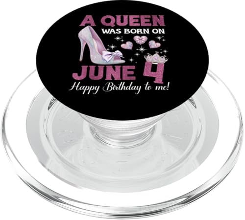 A Queen Was Born On Juni 4 Girlie Birthday Queen PopSockets PopGrip für MagSafe von Purple June Birthday Queen Designs