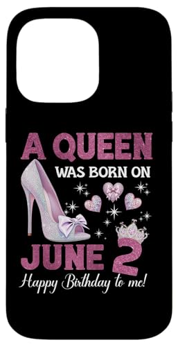 Hülle für iPhone 14 Pro Max A Queen Was Born On Juni 2 Girlie Birthday Queen von Purple June Birthday Queen Designs