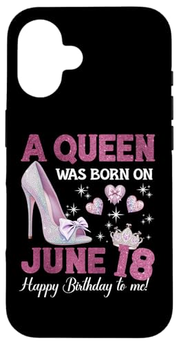 Hülle für iPhone 16 A Queen Was Born On Juni 18 Girlie Birthday Queen von Purple June Birthday Queen Designs