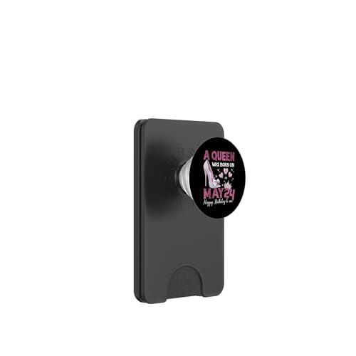 Eine Königin wurde am 24. Mai geboren Girlie Birthday Queen PopSockets PopWallet für MagSafe von Purple May Birthday Queen Designs