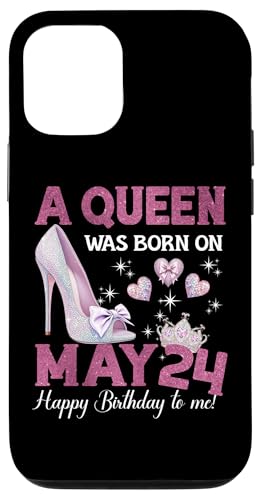 Hülle für iPhone 12/12 Pro Eine Königin wurde am 24. Mai geboren Girlie Birthday Queen von Purple May Birthday Queen Designs