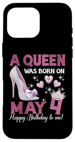 Hülle für iPhone 16 Pro Max Eine Königin wurde am 4. Mai geboren Girlie Birthday Queen von Purple May Birthday Queen Designs