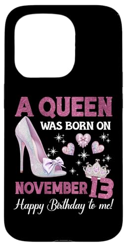 Eine Königin wurde am 13. November geboren. Girlie Birthday Queen Hülle für iPhone 15 Pro von Purple November Birthday Queen Designs