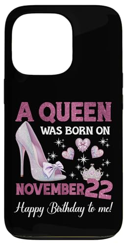 Eine Königin wurde am 22. November geboren Girlie Birthday Queen Hülle für iPhone 13 Pro von Purple November Birthday Queen Designs