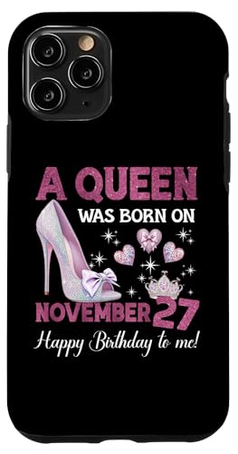 Eine Königin wurde am 27. November geboren Girlie Birthday Queen Hülle für iPhone 11 Pro von Purple November Birthday Queen Designs