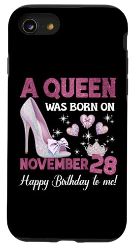 Eine Königin wurde am 28. November geboren. Girlie Birthday Queen Hülle für iPhone SE (2020) / 7 / 8 von Purple November Birthday Queen Designs