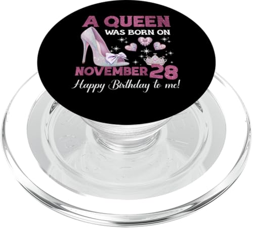 Eine Königin wurde am 28. November geboren. Girlie Birthday Queen PopSockets PopGrip für MagSafe von Purple November Birthday Queen Designs