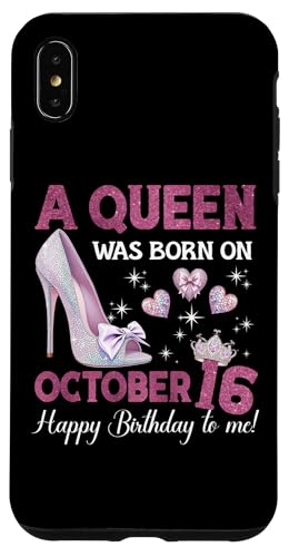 Eine Königin wurde am 16. Oktober geboren Girlie Birthday Queen Hülle für iPhone XS Max von Purple October Birthday Queen Designs